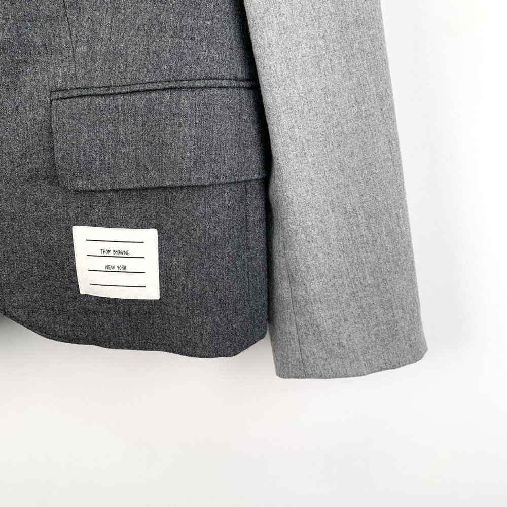 Thom Browne Grey Wool Patchwork Blazer - image 4